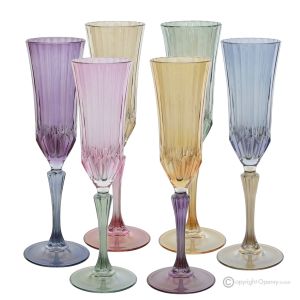 ADA-Set mit 6 authentischen handbemalten Flötengläsern aus hochwertigem Glas.