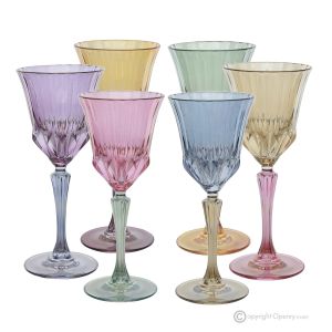 ADA-Set mit 6 authentischen handbemalten Stielwassergläsern aus hochwertigem Glas.