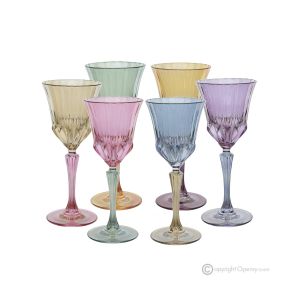 ADA-Set mit 6 authentischen, handbemalten Stielglas-Likörgläsern aus hochwertigem Glas.