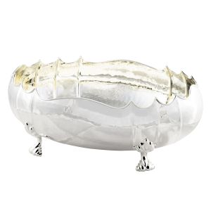 CENTROTAVOLA OVALE 8 COSTE Tafelaufsatz Schale Korb Versilbert Silver Plated Künstlerisch Handarbeit Made in Italy