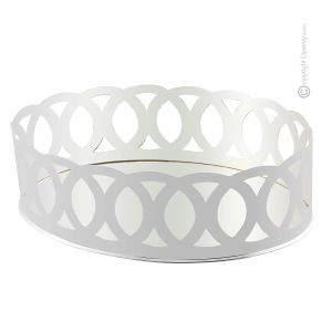 CESTO OVALE  DECORO CERCHI Tafelaufsatz Schale Korb Versilbert Silver Plated Künstlerisch Handarbeit Made in Italy