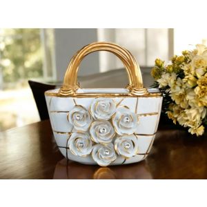 TASCHE Exklusives Ornament aus Keramik im Barockstil mit Details aus 24 Karat Gold Made in Italy