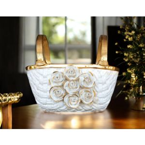KORB Exklusives Ornament aus Keramik im Barockstil mit Details aus 24 Karat Gold Made in Italy