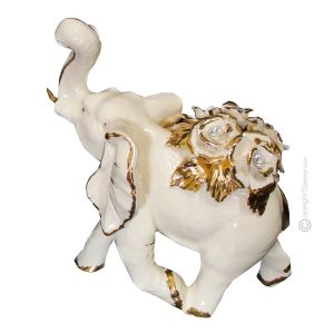 ELEFANT Exklusives Ornament aus Keramik im Barockstil mit Details aus 24 Karat Gold Made in Italy