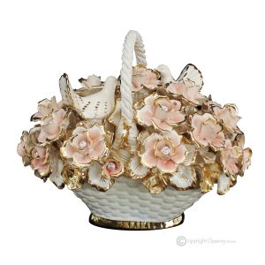 BLUMEN Exklusives Ornament aus Keramik im Barockstil mit Details aus 24 Karat Gold Made in Italy
