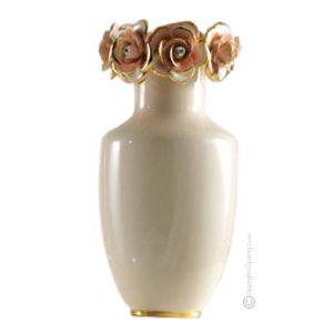 VIERO Italienische Keramik Vase handgemacht 24k Goldfarbe Swarovski-Kristalle Barockstil