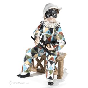 HARLEKIN Capodimonte Karnevalsmaske, italienische Porzellanfigur.