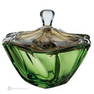 CADORO Schüssel mit Deckel, moderner handbemalter Glasaufsatz von höchster Qualität.