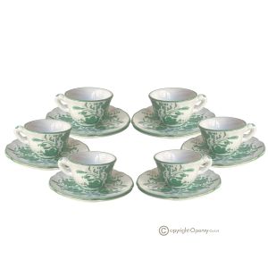 Set aus 6 Espressotassen mit Untertassen, kunstvolle Keramik, von Hand gefertigt und bemalt.