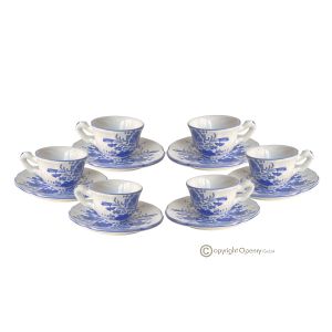 Set mit 6 Espressotassen mit Untertassen, authentische Castelli-Keramik, handgefertigt und bemalt.
