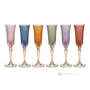 CALLE Set mit 6 authentischen handbemalten Flötengläsern aus hochwertigem Glas.