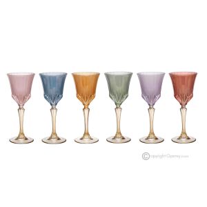 CALLE Set mit 6 authentischen handbemalten Wassergläsern mit Stiel aus hochwertigem Glas.