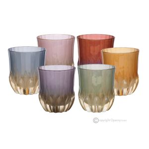 CALLE Set mit 6 authentischen, modernen, handbemalten Wassergläsern aus hochwertigem Glas.