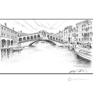 CANAL GRANDE - VENEDIG Bleistiftzeichnungen auf Papir modern Made in Italy