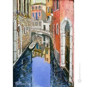 KANAL IN VENEDIG Acrylgemälde auf Leinwand modern Made in Italy