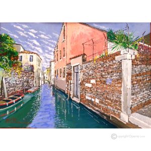 KANAL IN VENEDIG Acrylgemälde auf Leinwand modern Made in Italy