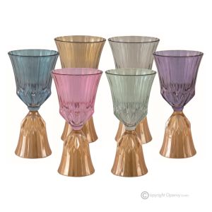 CANALETTO Set mit 6 authentischen handbemalten Stielwassergläsern aus hochwertigem Glas.