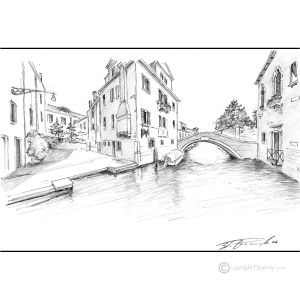 CANNAREGIO - VENEDIG Bleistiftzeichnungen auf Papir modern Made in Italy
