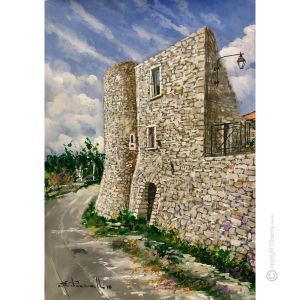 HISTORISCHES SCHLOSS MOLINARA Acrylgemälde auf Leinwand modern Made in Italy