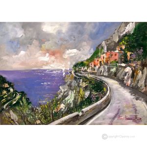 AMALFI KÜSTE Acrylgemälde auf Leinwand modern Made in Italy