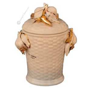 KERAMIKBEHÄLTER MIT DECKEL Exklusives Ornament aus Keramik Barockstil mit 24k Goldfarbe