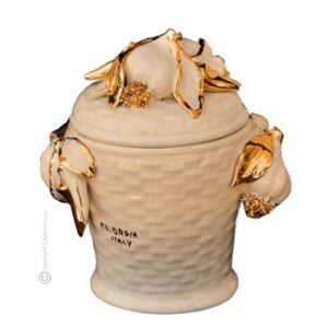 KERAMIKBEHÄLTER MIT DECKEL Exklusives Ornament aus Keramik Barockstil mit 24k Goldfarbe
