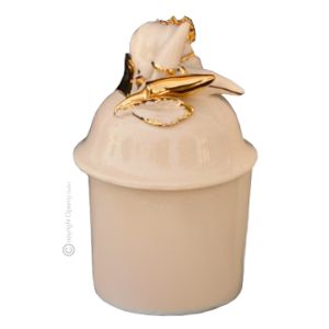 KERAMIKBEHÄLTER MIT DECKEL Exklusives Ornament aus Keramik Barockstil mit 24k Goldfarbe