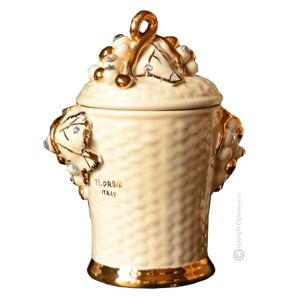 KERAMIKBEHÄLTER MIT DECKEL Exklusives Ornament aus Keramik Barockstil mit 24k Goldfarbe Swarovski-Kristalle