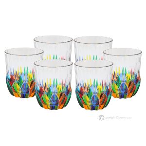 ADAGIO Set mit 6 authentischen, modernen, handbemalten Wassergläsern aus hochwertigem Glas.