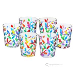 LAURUS Set mit 6 authentischen handbemalten Likörgläsern aus hochwertigem Glas.