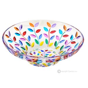 LAURUS Authentischer, handbemalter, moderner dekorativer Tafelaufsatz aus hochwertigem Glas.
