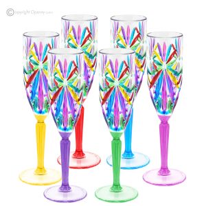 OASIS-Set mit 6 authentischen handbemalten Flötengläsern aus hochwertigem Glas.