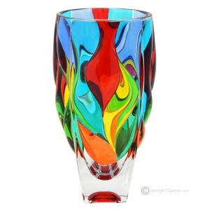 BAMBOO Authentische moderne dekorative handbemalte Kristallvase.