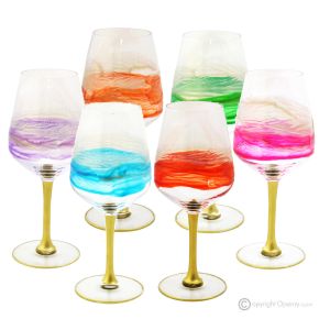 JULIETTE Set mit 6 authentischen handbemalten Stielgläsern aus hochwertigem Glas.