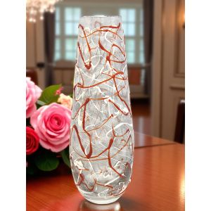 TRAVIATA Authentische handbemalte moderne dekorative Vase aus hochwertigem Glas.