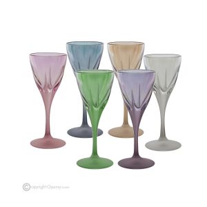 DEBBY Set aus 6 authentischen, handbemalten Stielglas-Likörgläsern aus hochwertigem Glas.