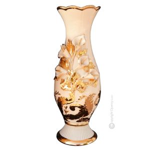 INCANTEVOLE Italienische Keramik Vase handgemacht 24k Goldfarbe Barockstil handbemalt