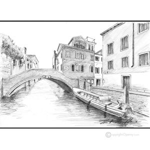 FONDAMENTA S. CATERINA - VENEDIG Bleistiftzeichnungen auf Papir modern Made in Italy