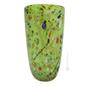 ARLECCHINO 106G Exklusive Vase Murano Glas Deko mundgeblasen 925 Blattsilber Murrine exklusiv