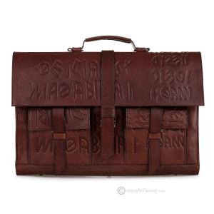 JACKIEIKU Aktentasche Laptoptasche Notebooktasche Messenger Taschen Umhängetasche Herrentaschen handgefertigte aus echtem Leder Braun