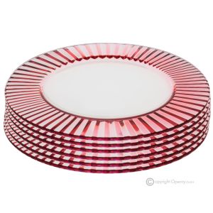DOMINA Set mit 6 Platzhaltern aus Glas, hochwertige Qualität, modernes handbemaltes Design.