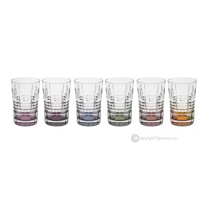 INCONTRO Set mit 6 authentischen, modernen, handbemalten Trinkgläsern aus hochwertigem Glas.