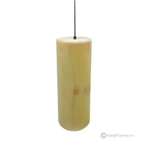 Hängelampe aus orangefarbenem Onyxmarmor, hergestellt aus natürlichem, reinem und authentischem Stein.