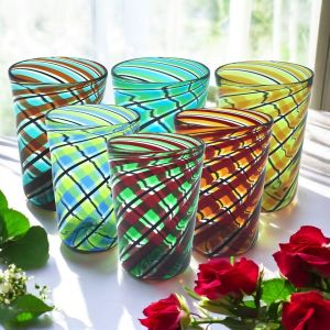 ACQUA CANNE Set 6 Tumbler Trinkgläser aus Muranoglas Made in Italy