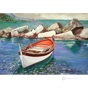 YACHTHAFEN Acrylgemälde auf Leinwand modern Made in Italy