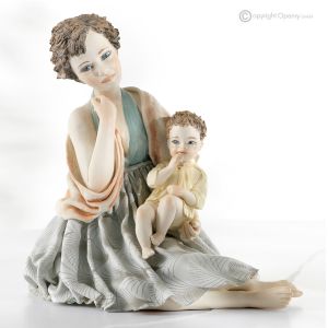 MELANIE - Capodimonte-Mutter mit Kind, Puppe aus reinem Porzellan.