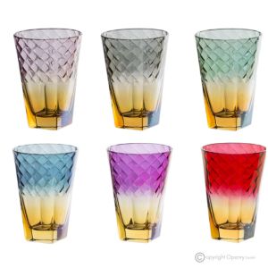 MIDO-Set mit 6 authentischen, modernen, handbemalten Trinkgläsern aus hochwertigem Glas.