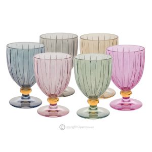 MILA Set mit 6 authentischen handbemalten Weingläsern mit Stiel aus hochwertigem Glas.
