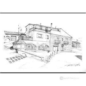 MONTAGUTO Füllerzeichnung auf Leinwand modern Made in Italy