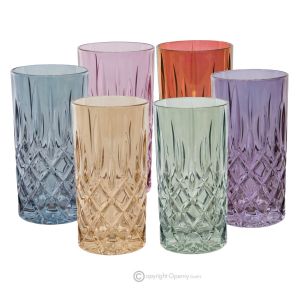 NOBLE-Set mit 6 authentischen, modernen, handbemalten Trinkgläsern aus hochwertigem Glas.